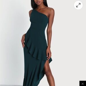 Lulu's One-Shoulder Teal Dress